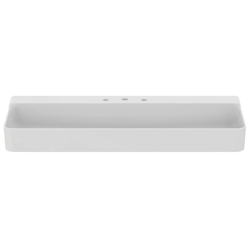 Immagine di Ideal Standard CONCA lavabo smaltato rettangolare sospeso o da appoggio L.120 cm, 3 fori, senza troppopieno, colore bianco finitura lucido T380701