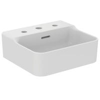 Immagine di Ideal Standard CONCA lavamani smaltato sospeso o da appoggio L.40 cm, 3 fori, con troppopieno, colore bianco finitura lucido T381001