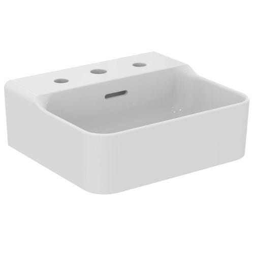 Immagine di Ideal Standard CONCA lavamani smaltato sospeso o da appoggio L.40 cm, 3 fori, con troppopieno, colore bianco finitura lucido T381001
