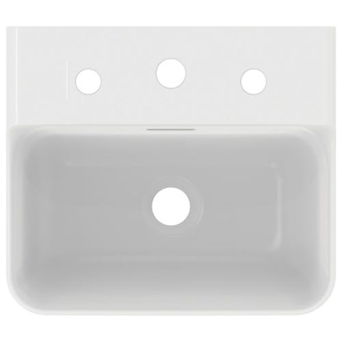 Immagine di Ideal Standard CONCA lavamani smaltato sospeso o da appoggio L.40 cm, 3 fori, con troppopieno, colore bianco finitura lucido T381001