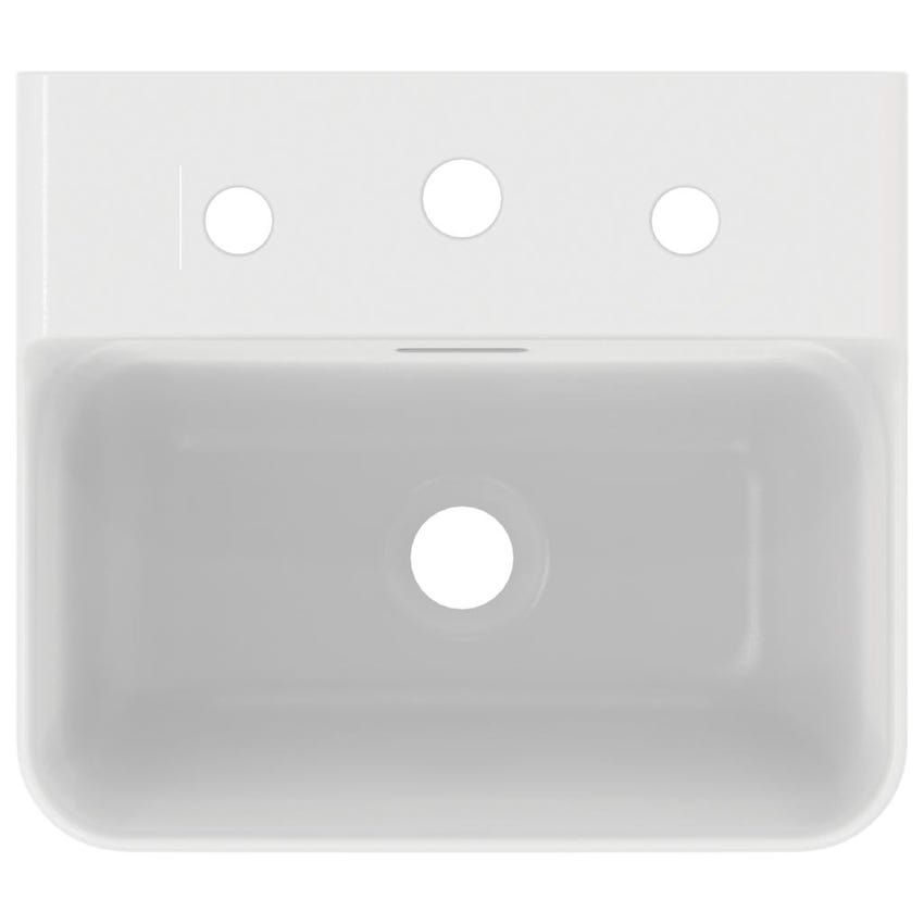 Immagine di Ideal Standard CONCA lavamani smaltato sospeso o da appoggio L.40 cm, 3 fori, con troppopieno, colore bianco finitura lucido T381001
