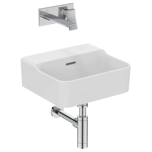 Immagine di Ideal Standard CONCA lavamani smaltato sospeso o da appoggio L.40 cm, con troppopieno, colore bianco finitura lucido T381101
