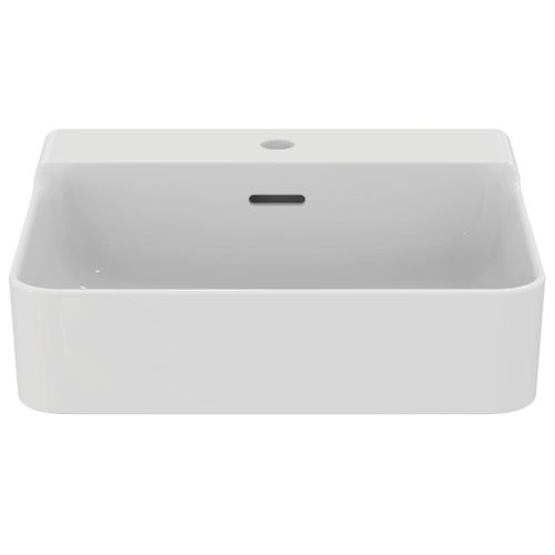 Immagine di Ideal Standard CONCA lavabo rettificato rettangolare sospeso o da appoggio L.50 cm, con troppopieno, colore bianco finitura lucido T381201