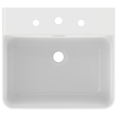 Immagine di Ideal Standard CONCA lavabo rettificato rettangolare sospeso o da appoggio L.50 cm, 3 fori, con troppopieno, colore bianco finitura lucido T381301