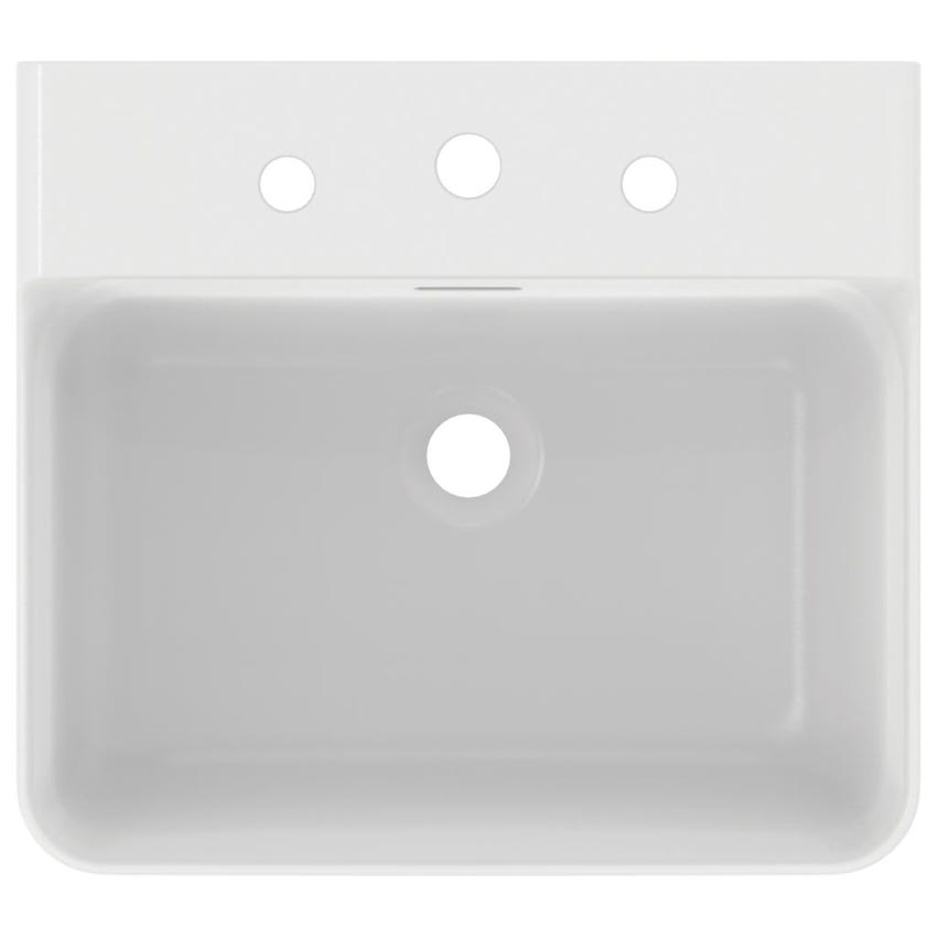 Immagine di Ideal Standard CONCA lavabo rettificato rettangolare sospeso o da appoggio L.50 cm, 3 fori, con troppopieno, colore bianco finitura lucido T381301