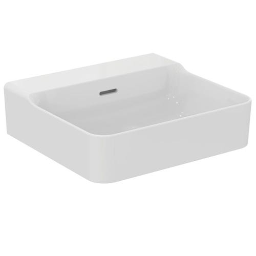 Immagine di Ideal Standard CONCA lavabo rettificato rettangolare sospeso o da appoggio L.50 cm, con troppopieno, colore bianco finitura lucido T381401
