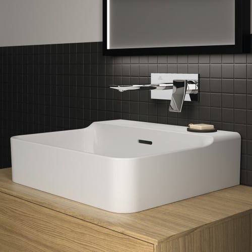 Immagine di Ideal Standard CONCA lavabo rettificato rettangolare sospeso o da appoggio L.50 cm, con troppopieno, colore bianco finitura lucido T381401