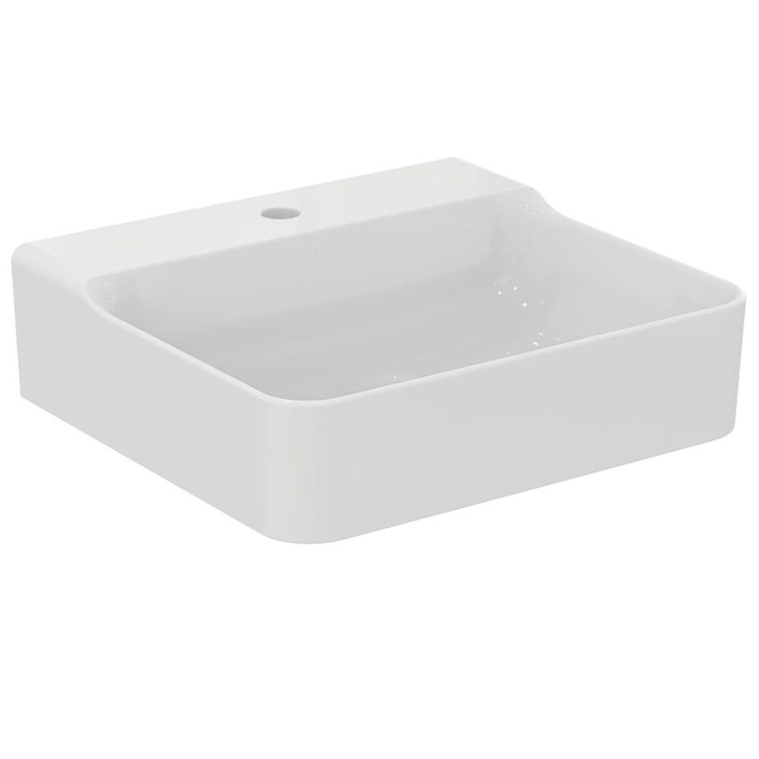 Immagine di Ideal Standard CONCA lavabo rettangolare da appoggio L.50 cm, monoforo, senza troppopieno, colore bianco finitura lucido T381501