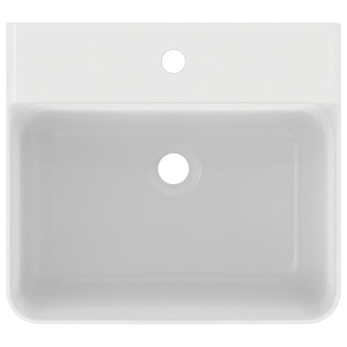 Immagine di Ideal Standard CONCA lavabo rettificato rettangolare sospeso o da appoggio L.50 cm, monoforo, senza troppopieno, colore bianco finitura lucido T381501