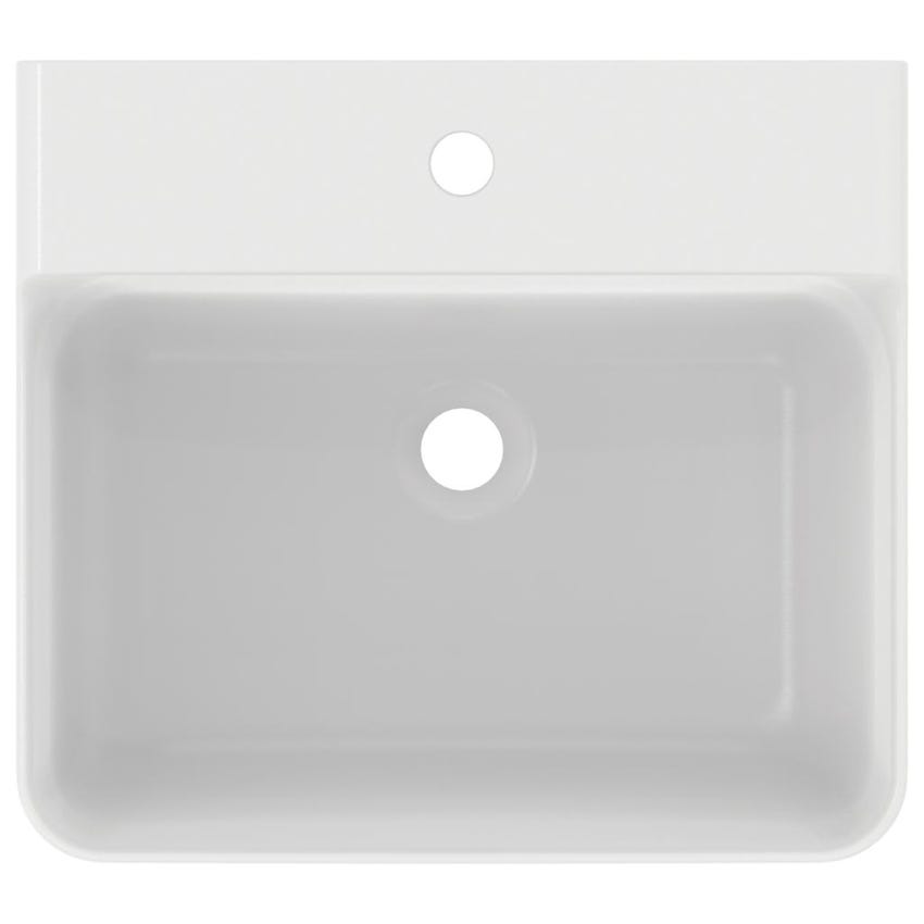 Immagine di Ideal Standard CONCA lavabo rettificato rettangolare sospeso o da appoggio L.50 cm, monoforo, senza troppopieno, colore bianco finitura lucido T381501