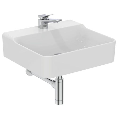 Immagine di Ideal Standard CONCA lavabo rettificato rettangolare sospeso o da appoggio L.50 cm, monoforo, senza troppopieno, colore bianco finitura lucido T381501