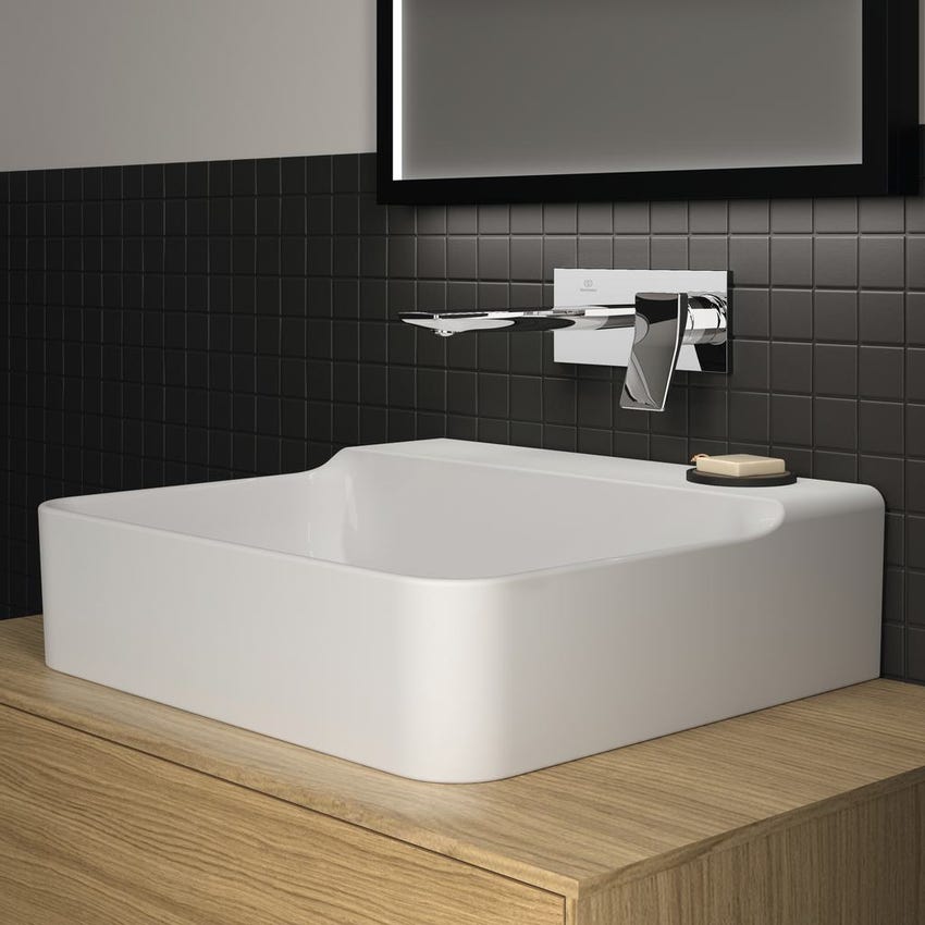 Immagine di Ideal Standard CONCA lavabo rettificato rettangolare sospeso o da appoggio L.50 cm, senza troppopieno, colore bianco finitura lucido T381701