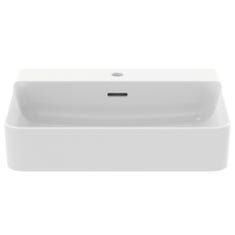 Immagine di Ideal Standard CONCA lavabo rettificato rettangolare sospeso o da appoggio L.60 cm, monoforo, con troppopieno, colore bianco finitura lucido T381801