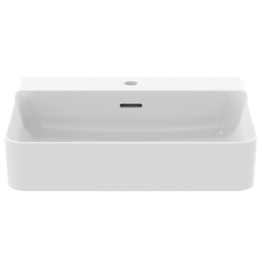 Immagine di Ideal Standard CONCA lavabo rettangolare da appoggio L.60 cm, monoforo, con troppopieno, colore bianco finitura lucido T381801