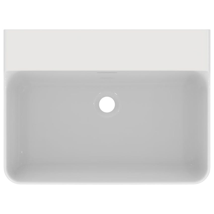 Immagine di Ideal Standard CONCA lavabo rettificato rettangolare sospeso o da appoggio L.60 cm, con troppopieno, colore bianco finitura lucido T382201