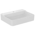 Immagine di Ideal Standard CONCA lavabo rettificato rettangolare sospeso o da appoggio L.60 cm, monoforo, senza troppopieno, colore bianco finitura lucido T382301