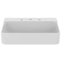 Immagine di Ideal Standard CONCA lavabo rettificato rettangolare sospeso o da appoggio L.60 cm, 3 fori, senza troppopieno, colore bianco finitura lucido T382401