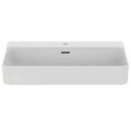 Immagine di Ideal Standard CONCA lavabo rettificato rettangolare sospeso o da appoggio L.80 cm, monoforo, con troppopieno, colore bianco finitura lucido T382601