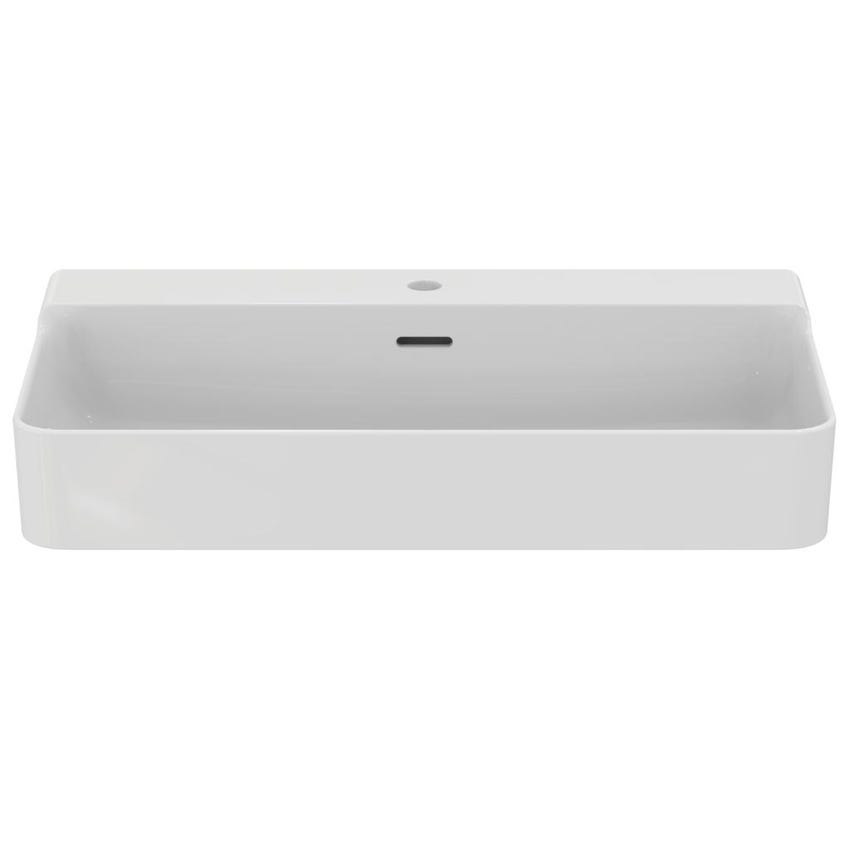 Immagine di Ideal Standard CONCA lavabo rettangolare da appoggio L.80 cm, monoforo, con troppopieno, colore bianco finitura lucido T382601