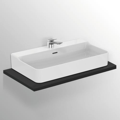 Immagine di Ideal Standard CONCA set con mobile sottolavabo L.160 cm, 2 cassetti, colo bianco finitura opaco e lavabo L.80 cm con foro rubinetteria e troppopieno, colore bianco finitura lucido T3983Y1+T382601