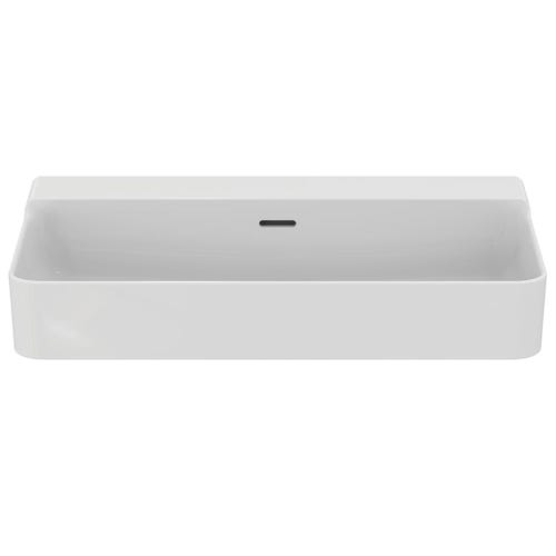 Immagine di Ideal Standard CONCA lavabo rettificato rettangolare sospeso o da appoggio L.80 cm, con troppopieno, colore bianco finitura lucido T382801