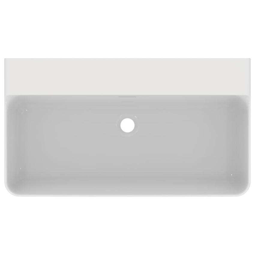 Immagine di Ideal Standard CONCA lavabo rettificato rettangolare sospeso o da appoggio L.80 cm, con troppopieno, colore bianco finitura lucido T382801