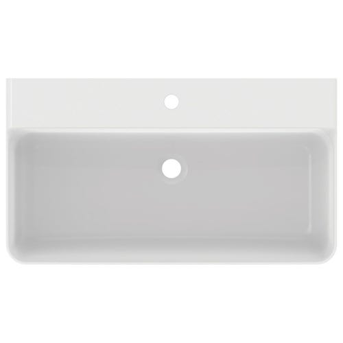 Immagine di Ideal Standard CONCA lavabo rettificato rettangolare sospeso o da appoggio L.80, monoforo, senza troppopieno, colore bianco finitura lucido T382901