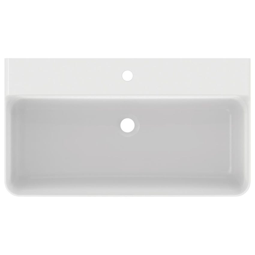 Immagine di Ideal Standard CONCA lavabo rettificato rettangolare sospeso o da appoggio L.80, monoforo, senza troppopieno, colore bianco finitura lucido T382901