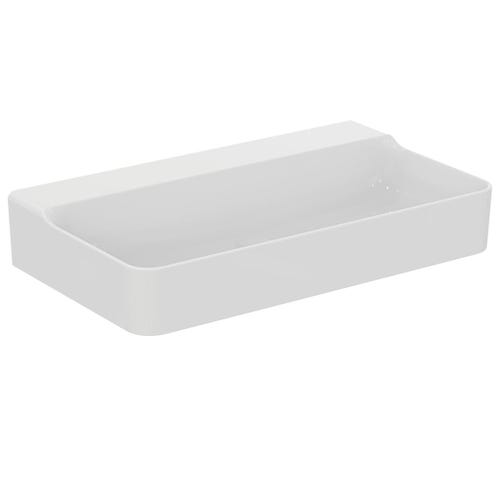 Immagine di Ideal Standard CONCA lavabo rettificato rettangolare sospeso o da appoggio L.80 cm, senza troppopieno, colore bianco finitura lucido T383101