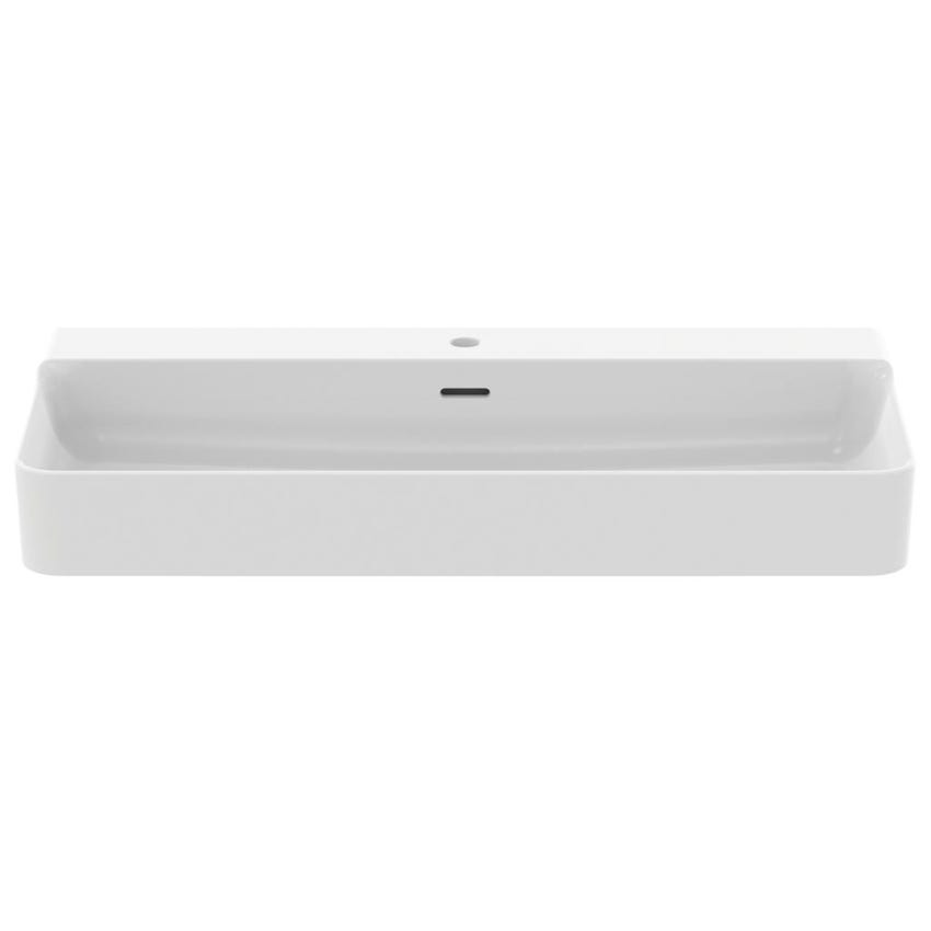Immagine di Ideal Standard CONCA lavabo rettangolare da appoggio L.100 cm, monoforo, con troppopieno, colore bianco finitura lucido T383201