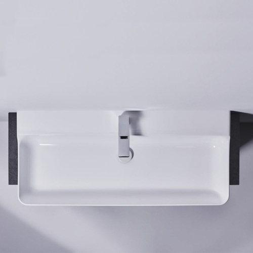 Immagine di Ideal Standard CONCA lavabo rettificato rettangolare sospeso o da appoggio L.100 cm, monoforo, con troppopieno, colore bianco finitura lucido T383201