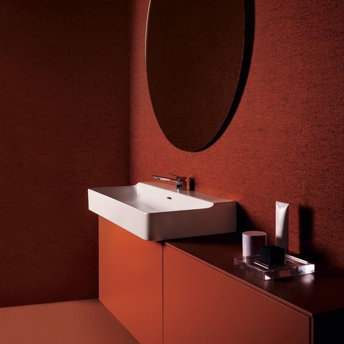 Immagine di Ideal Standard CONCA lavabo rettificato rettangolare sospeso o da appoggio L.100 cm, monoforo, con troppopieno, colore bianco finitura lucido T383201