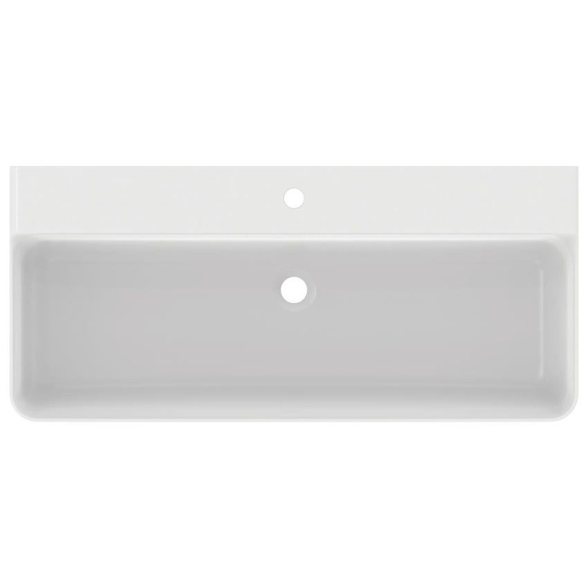 Immagine di Ideal Standard CONCA lavabo rettificato rettangolare sospeso o da appoggio L.100 cm, monoforo, senza troppopieno, colore bianco finitura lucido T383501