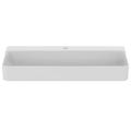 Immagine di Ideal Standard CONCA lavabo rettificato rettangolare sospeso o da appoggio L.100 cm, monoforo, senza troppopieno, colore bianco finitura lucido T383501