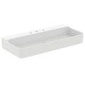Immagine di Ideal Standard CONCA lavabo rettificato rettangolare sospeso o da appoggio L.100 cm, 3 fori, senza troppopieno, colore bianco finitura lucido T383601