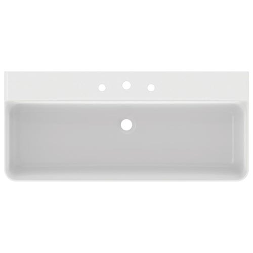 Immagine di Ideal Standard CONCA lavabo rettificato rettangolare sospeso o da appoggio L.100 cm, 3 fori, senza troppopieno, colore bianco finitura lucido T383601