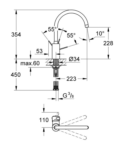 Miscelatore monocomando per lavello