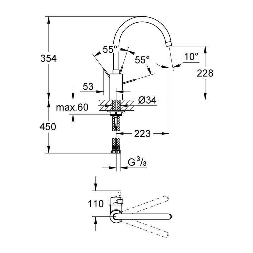 Miscelatore monocomando per lavello