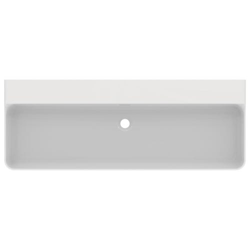 Immagine di Ideal Standard CONCA lavabo rettificato rettangolare sospeso o da appoggio L.120 cm, con troppopieno, colore bianco finitura lucido T384101
