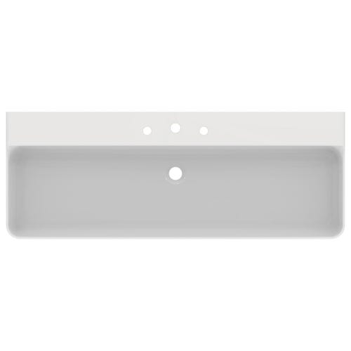 Immagine di Ideal Standard CONCA lavabo rettificato rettangolare sospeso o da appoggio L.120 cm, 3 fori, senza troppopieno, colore bianco finitura lucido T384301