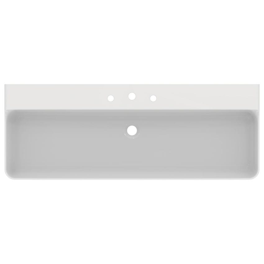 Immagine di Ideal Standard CONCA lavabo rettificato rettangolare sospeso o da appoggio L.120 cm, 3 fori, senza troppopieno, colore bianco finitura lucido T384301