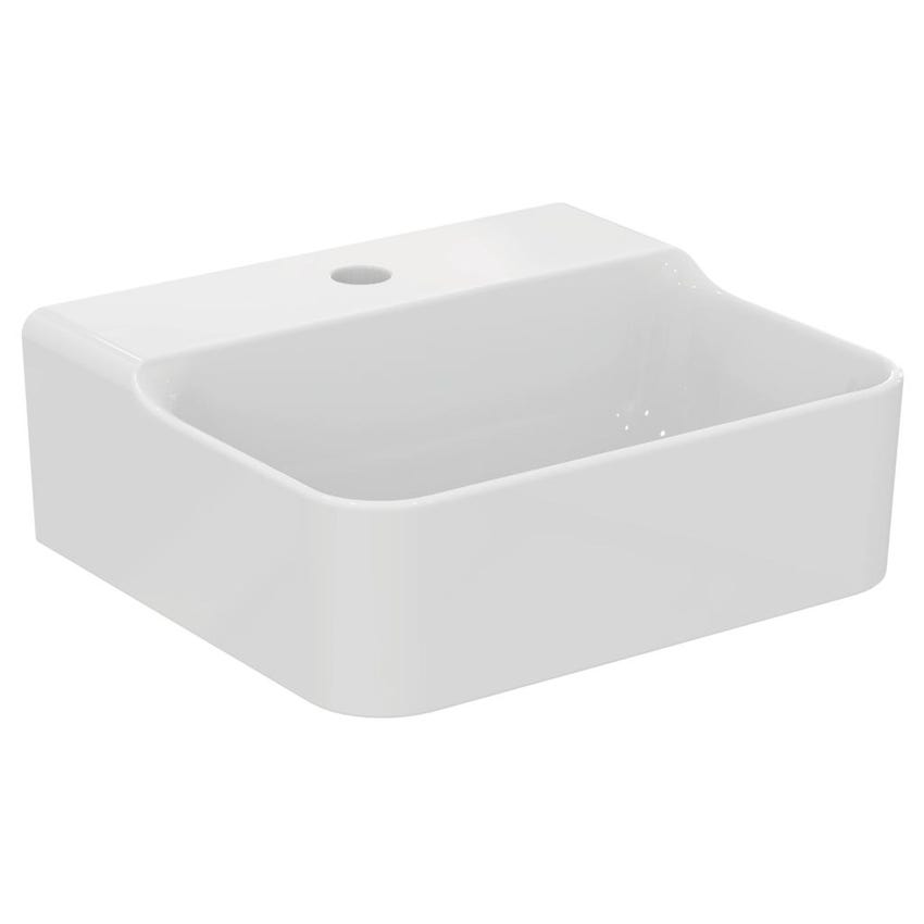 Immagine di Ideal Standard CONCA lavamani sospeso o da appoggio L.40 cm, monoforo, senza troppopieno, colore bianco finitura lucido T387401