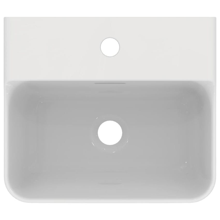 Immagine di Ideal Standard CONCA lavamani rettificato sospeso o da appoggio L.40 cm, monoforo, con troppopieno, colore bianco finitura lucido T387601