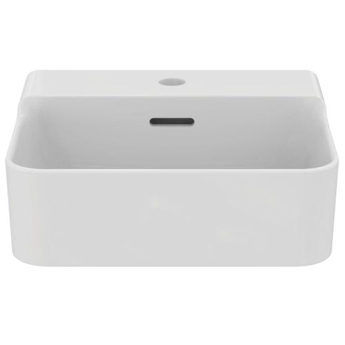 Immagine di Ideal Standard CONCA lavamani rettificato sospeso o da appoggio L.40 cm, monoforo, con troppopieno, colore bianco finitura lucido T387601