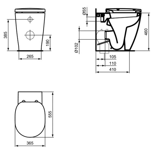 Immagine di Ideal Standard CONNECT FREEDOM vaso a pavimento per installazione filo parete, con sedile a chiusura rallentata, colore bianco finitura lucido E828501
