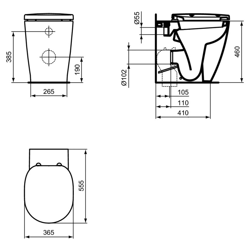Immagine di Ideal Standard CONNECT FREEDOM vaso a pavimento per installazione filo parete, con sedile a chiusura rallentata, colore bianco finitura lucido E828501