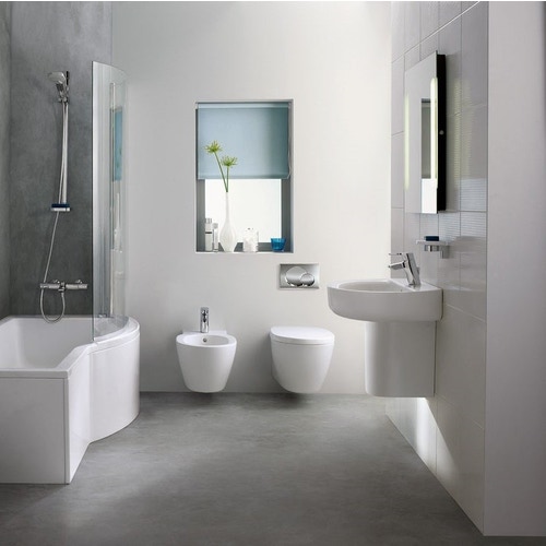 Immagine di Ideal Standard CONNECT SPACE vaso sospeso a profondità ridotta con fissaggi nascosti, con sedile slim a chiusura rallentata, colore bianco E121901