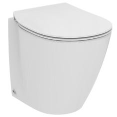 Immagine di Ideal Standard CONNECT SPACE vaso a pavimento filo parete, profondità ridotta, con fissaggi nascosti, con sedile slim a sgancio rapido, colore bianco E130901