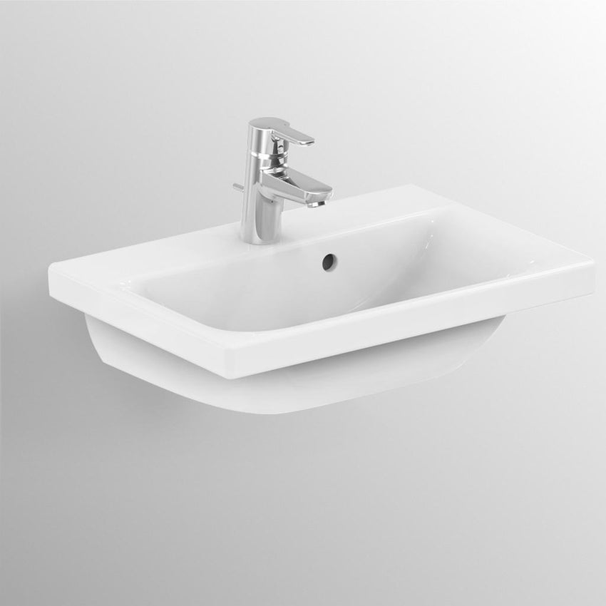 Immagine di Ideal Standard CONNECT SPACE lavabo top L.50 cm, monoforo, con troppopieno, profondità ridotta, colore bianco E132301