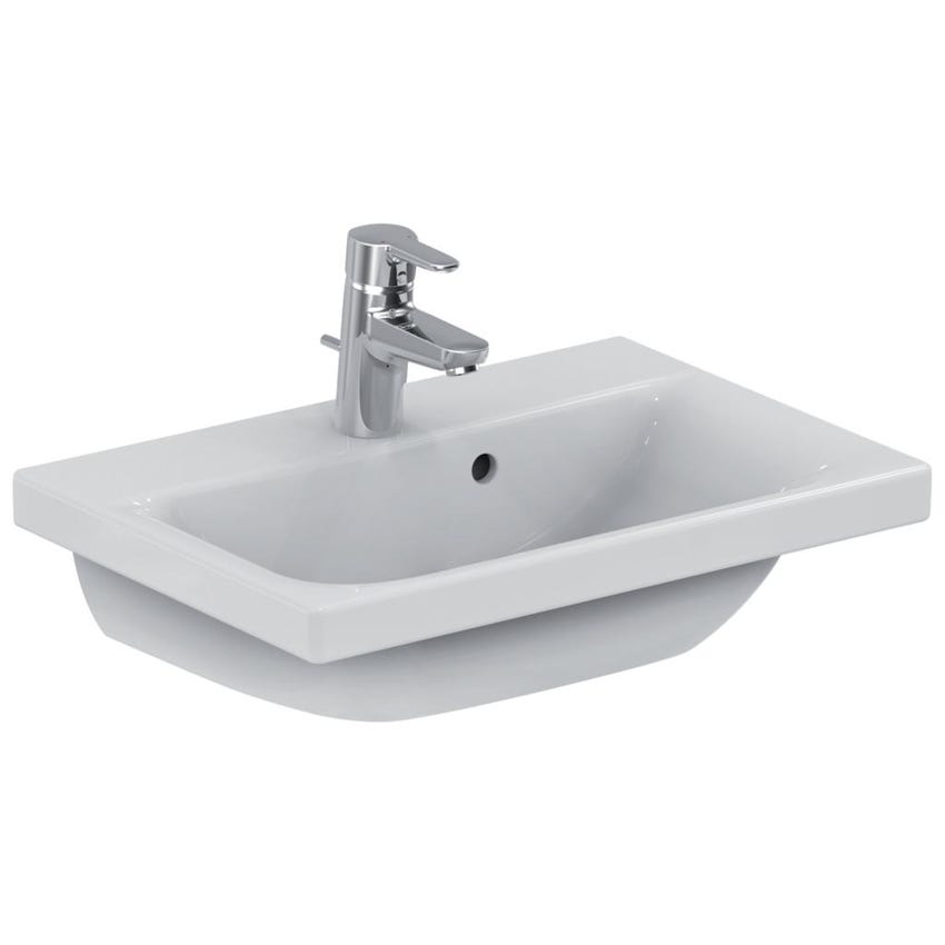 Immagine di Ideal Standard CONNECT SPACE lavabo top L.55 cm, monoforo, con troppopieno, profondità ridotta, colore bianco E132401